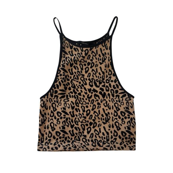 Forever 21 Leopard Print Crop Tank Top Size Small Racerback Cami Sleeveless Y2K - Picture 3 of 5